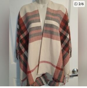 Adrienne Vittadini Red and Cream Plaid Wrap